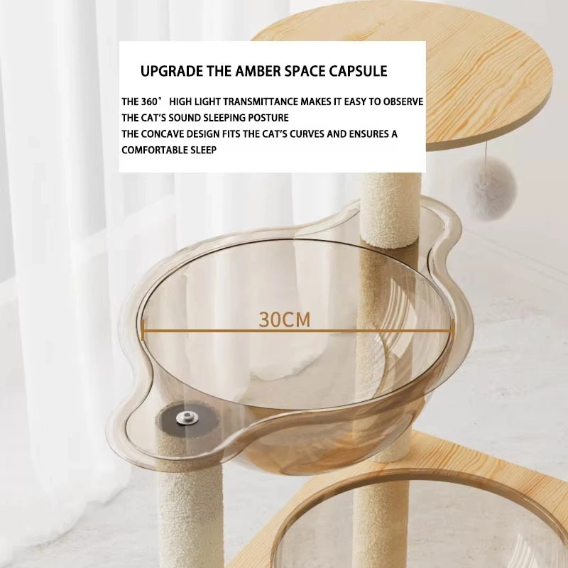 Wholesale Cat Paw Stand Toy Modern Cat Bed Cage Wood Cat Tree House Tower with Space Capsule