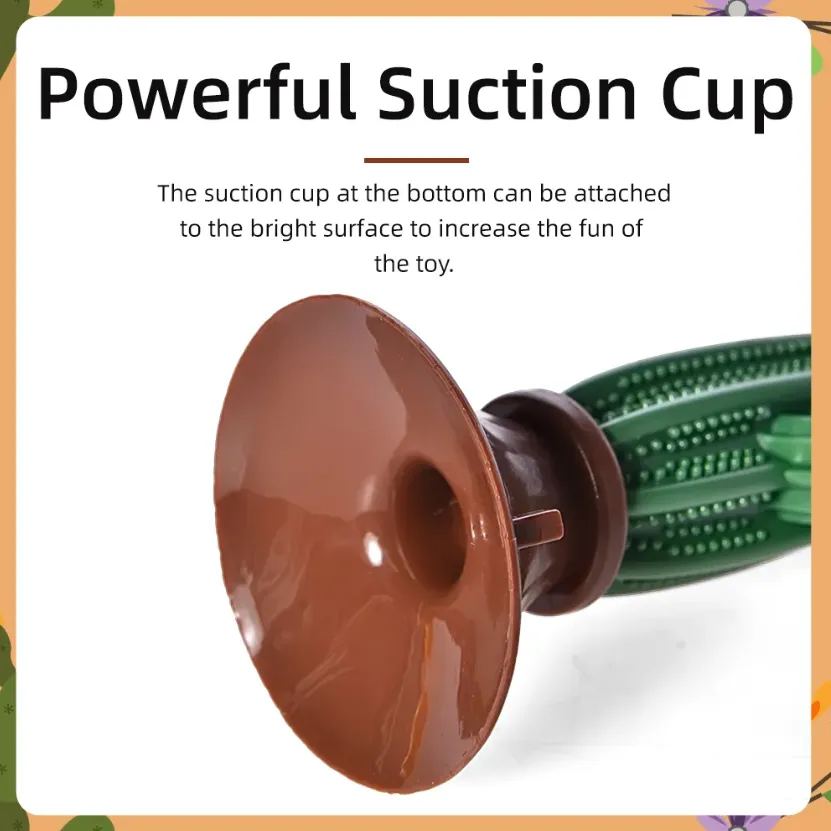 Dog Suction Cup Toy Squeaky Tooth Cleaning Chew Pet Dog Toys for Aggressive Chewers