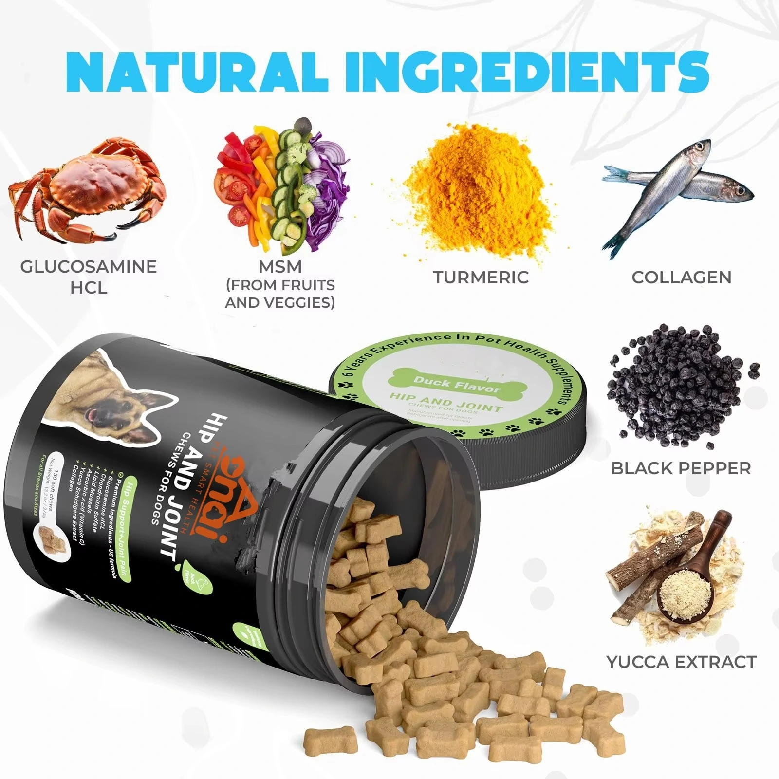 Soft Chews Hip Joint Supplement for Dogs | Glucosamine Pain Relief Treats | Advanced Chondroitin Supplements for Cats and Dogs