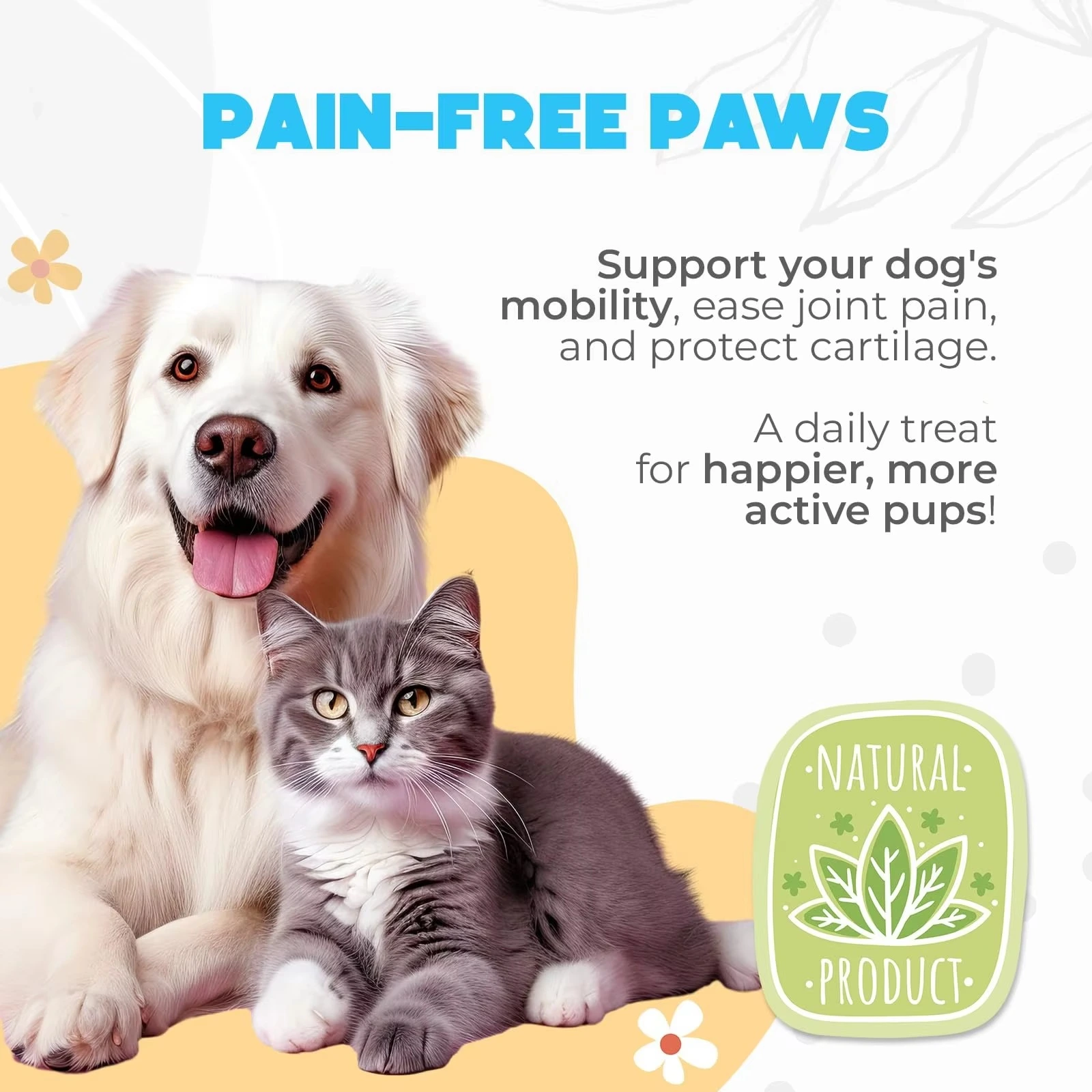 Soft Chews Hip Joint Supplement for Dogs | Glucosamine Pain Relief Treats | Advanced Chondroitin Supplements for Cats and Dogs