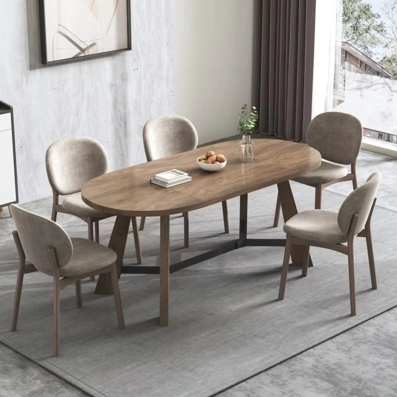 WESOME 70.86" Oval Wood Dining Table Rustic Dinner Room Table Restaurant Dining Wood Slab Table for 6-8 People