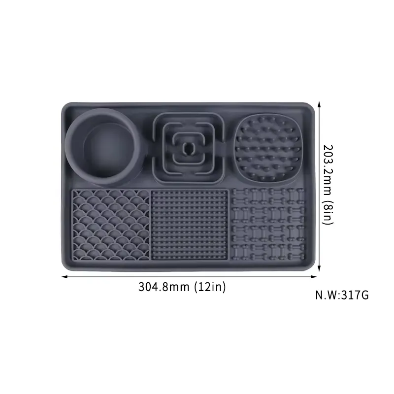 Silicone Pet Licking Mat – Cat & Dog Slow Food Bowl – Feeding Mat with Suction Cup and Foldable Design