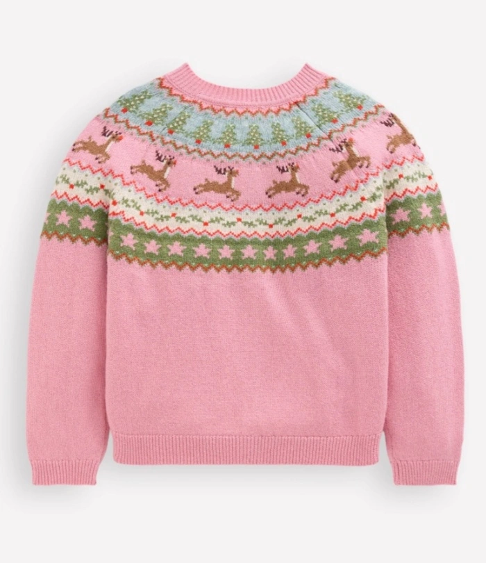 Girls' Knit Cardigan Christmas Fair Isle