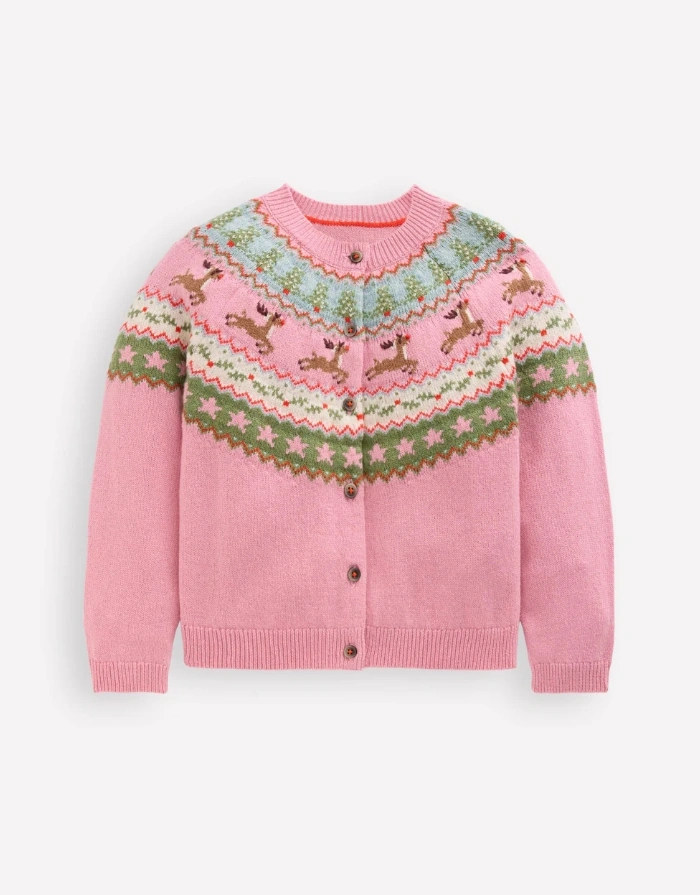 Girls' Knit Cardigan Christmas Fair Isle