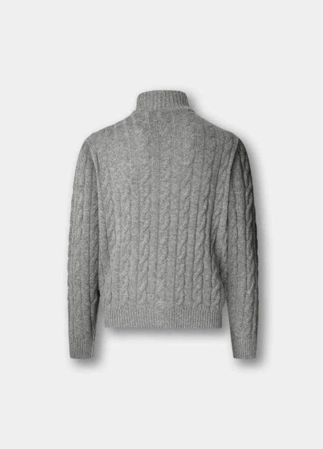 Wool Cashmere Cable Knit Cardigan Sweater