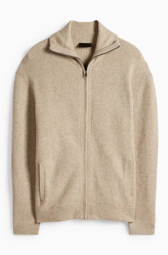 Men's Knit Cardigan Ribbed Sweater Knitwear