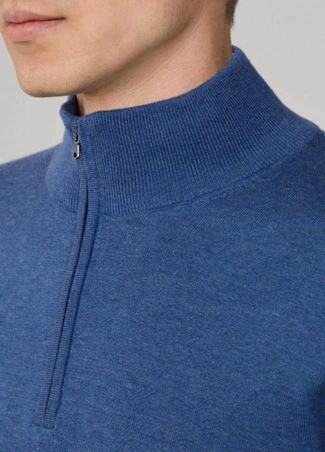 Men's Cotton Silk Half-Zip Knit Jumper Sweater