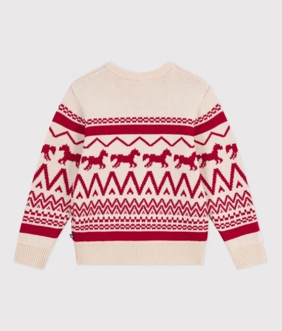 Children's boys and girls patterned pullover wool and cotton knit jumper sweater