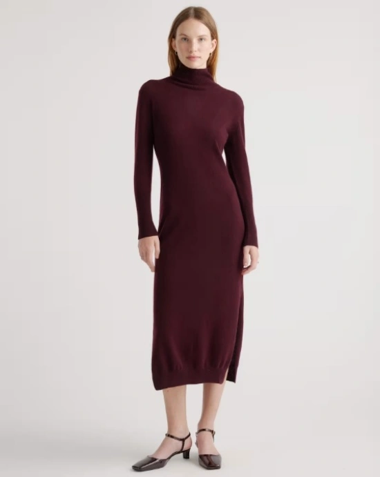 Ladies' Lightweight Turtleneck Midi Knit Sweater Dress