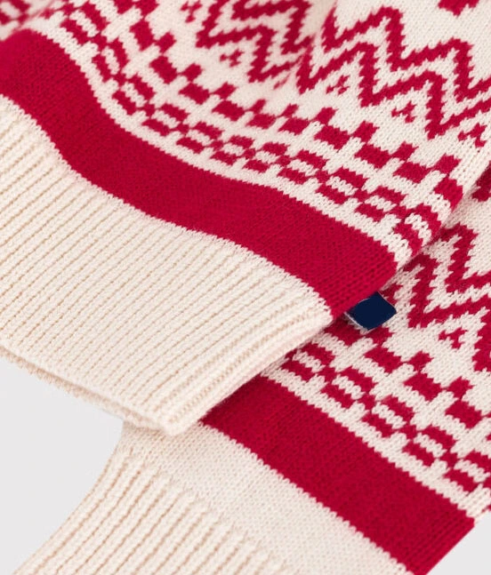 Children's boys and girls patterned pullover wool and cotton knit jumper sweater