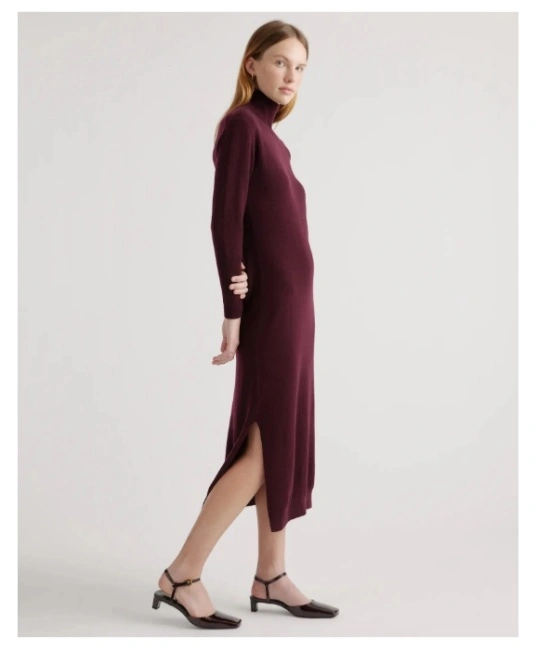 Ladies' Lightweight Turtleneck Midi Knit Sweater Dress