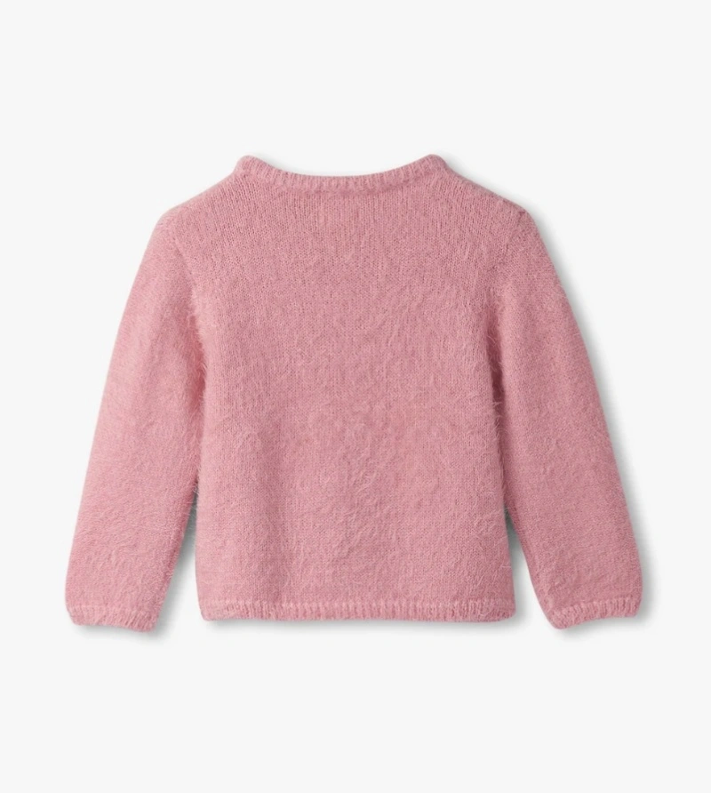 Shiny Bow Furry and Fuzzy Knitted Sweater for Baby Toddlers Girls