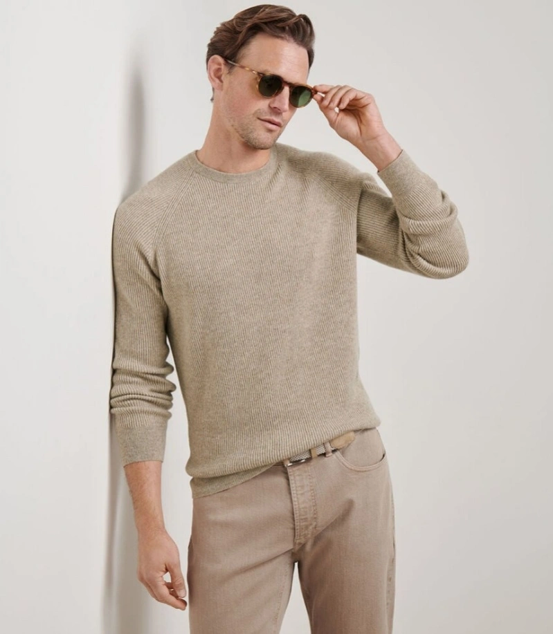 Men's Crewneck Wool Knit Sweater Jumper Male Pullover