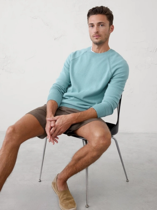 Men's Jumper Soft Crew Neck Cotton Knit Sweater Pullover for Men