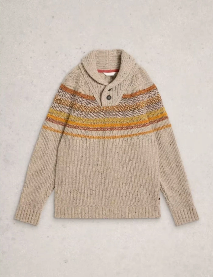 Men's Textured Shawl Neck Knitted Sweater Men's Knitwear