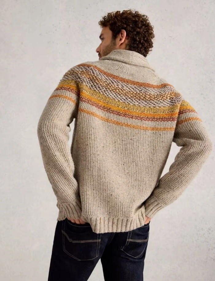 Men's Textured Shawl Neck Knitted Sweater Men's Knitwear