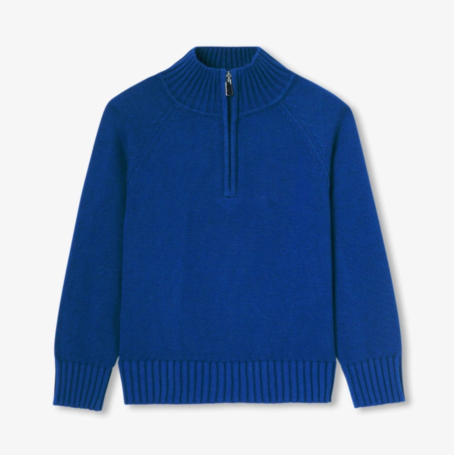 Boys' knit sweater with trucker collar half zip