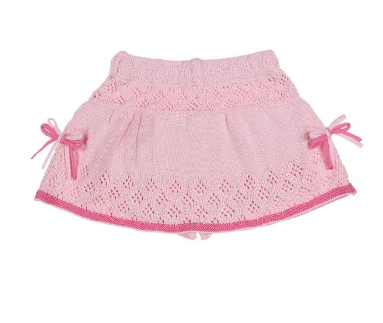 Girls' Summer Knit Openwork Jumper and Skirt Set