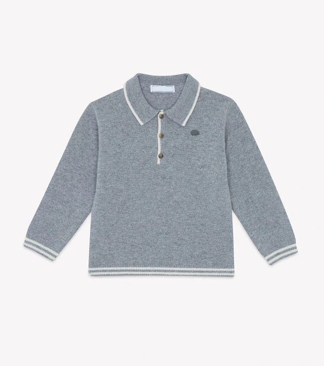 Boys Cotton Polo Style Knit Sweater