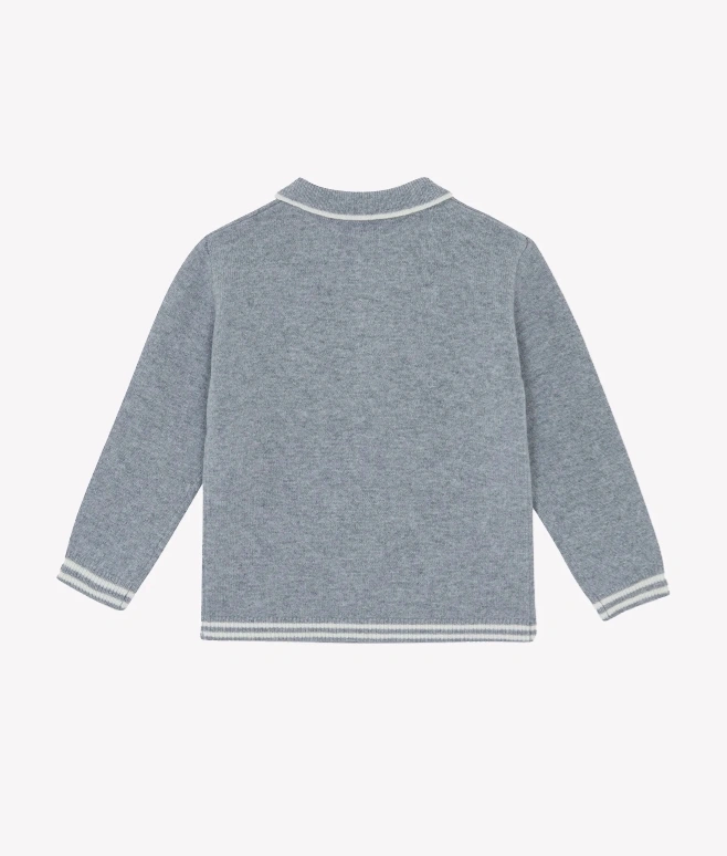 Boys Cotton Polo Style Knit Sweater