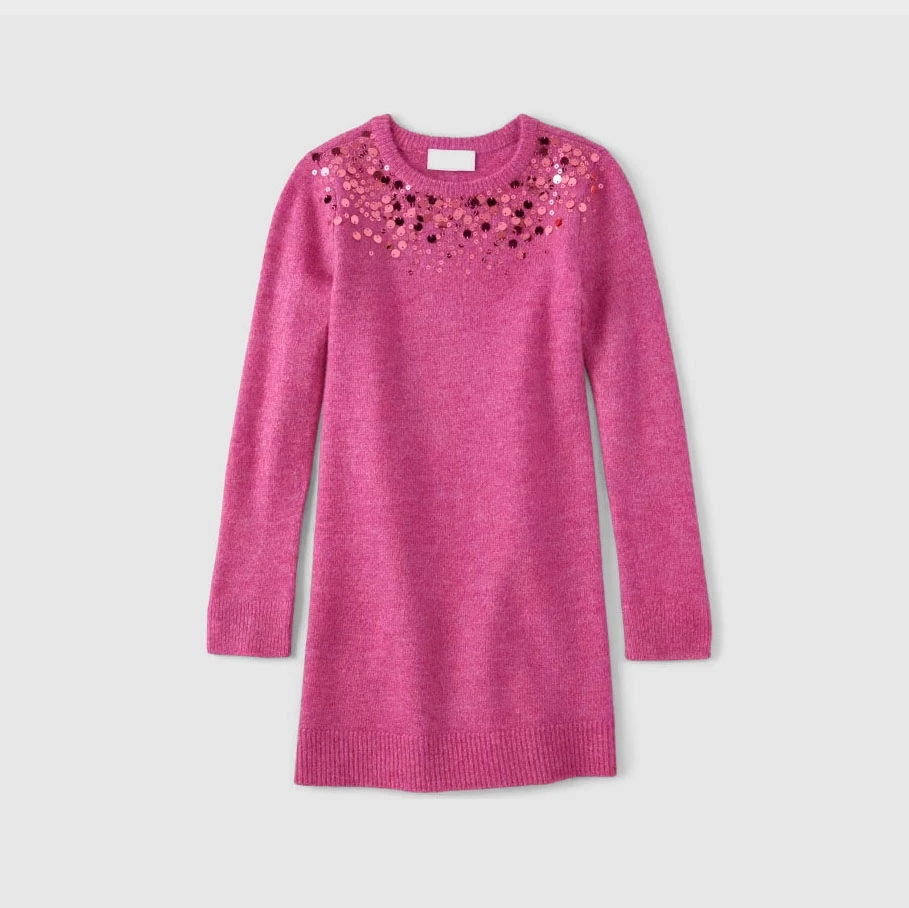 Girls' Sequin Midi Knit Sweater Dress