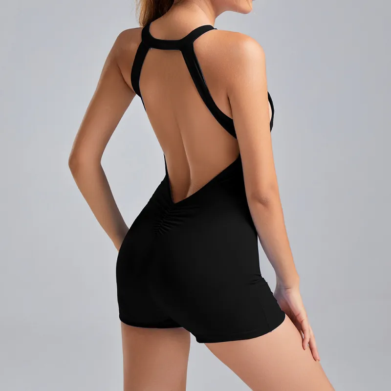 Combinaison de yoga à dos ouvert Halter (multicolore)