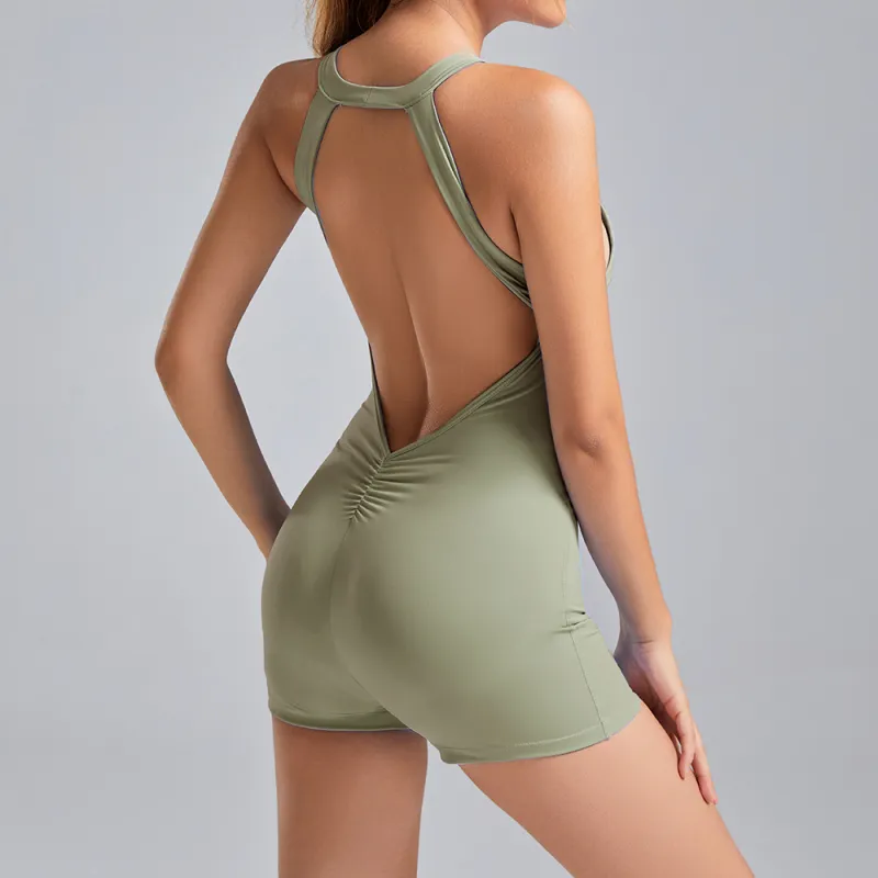 Combinaison de yoga à dos ouvert Halter (multicolore)