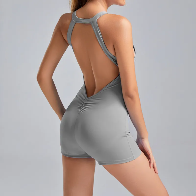 Combinaison de yoga à dos ouvert Halter (multicolore)