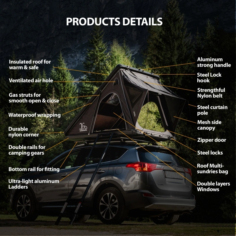 4x4 Camping Car Truck Pop-up Triangle Hardshell Roof Top Tent