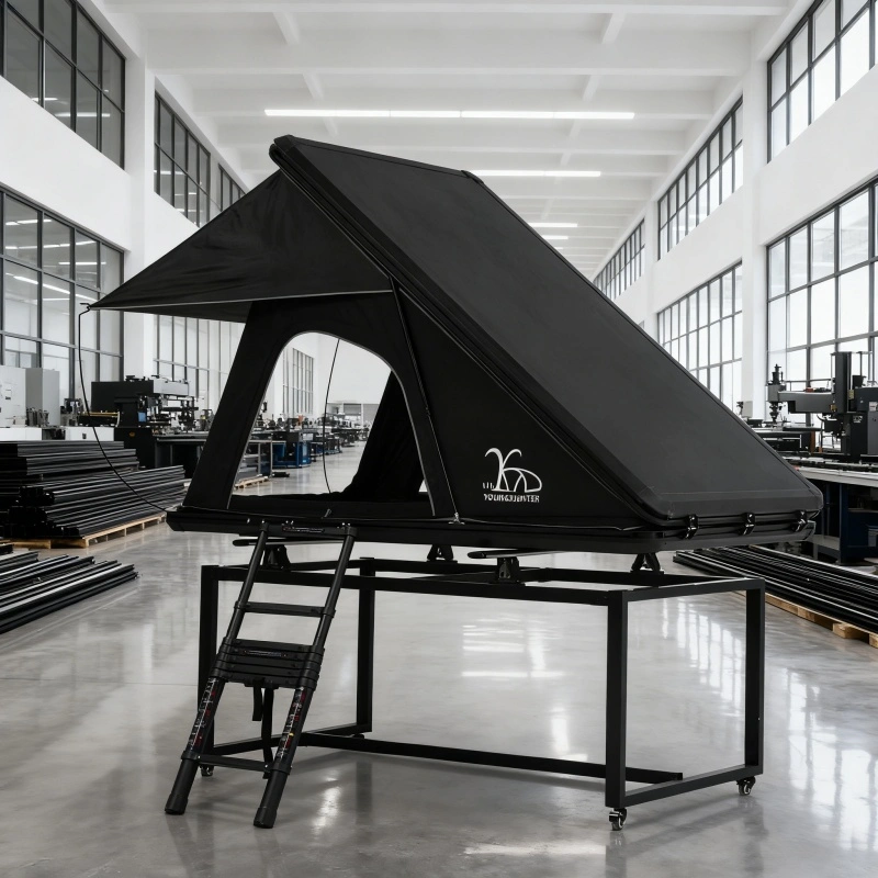 Aluminium Triangle Hard Shell Rooftop Tent with Extra Large Rainfly
