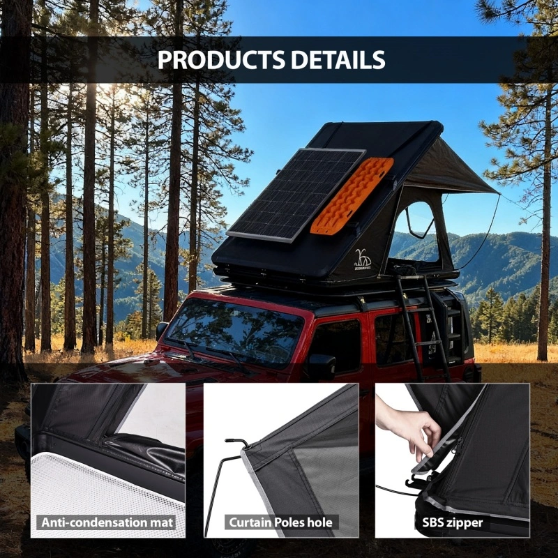 Aluminium Triangle Hard Shell Rooftop Tent with Extra Large Rainfly