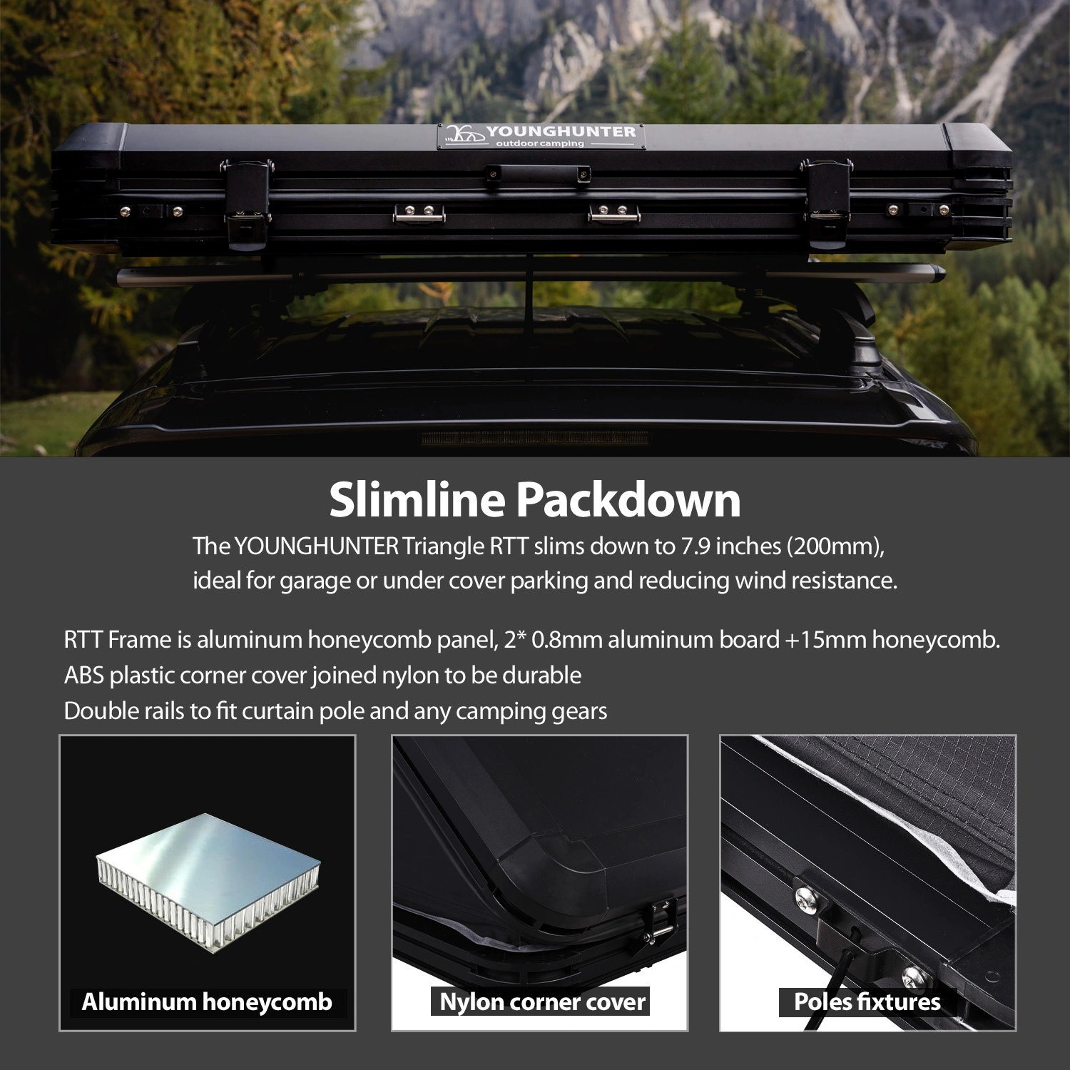 Triangle RTT Aluminum Hard Shell Car Fi Cruiser Roof Top Tent