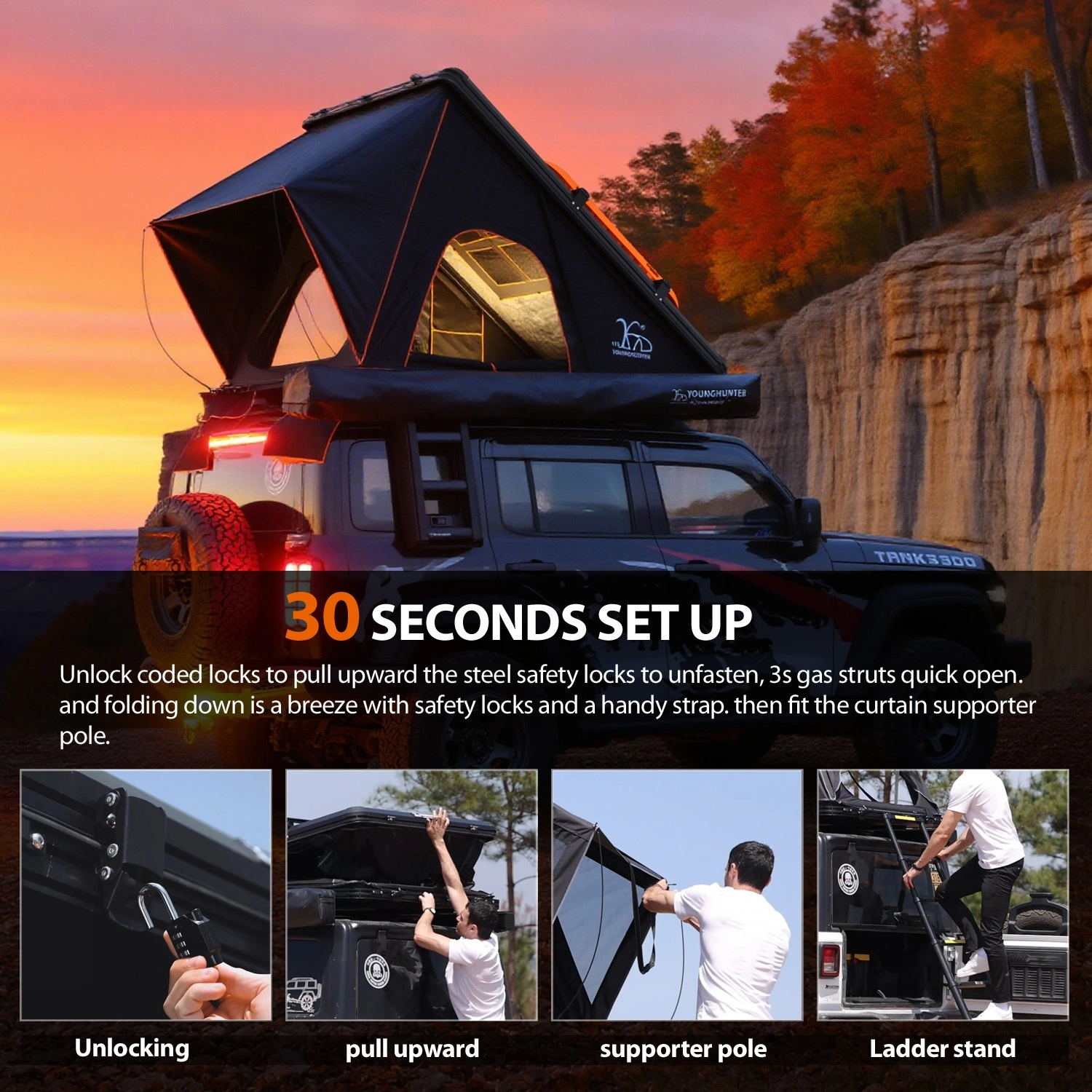 Triangle RTT Aluminum Hard Shell Car Fi Cruiser Roof Top Tent