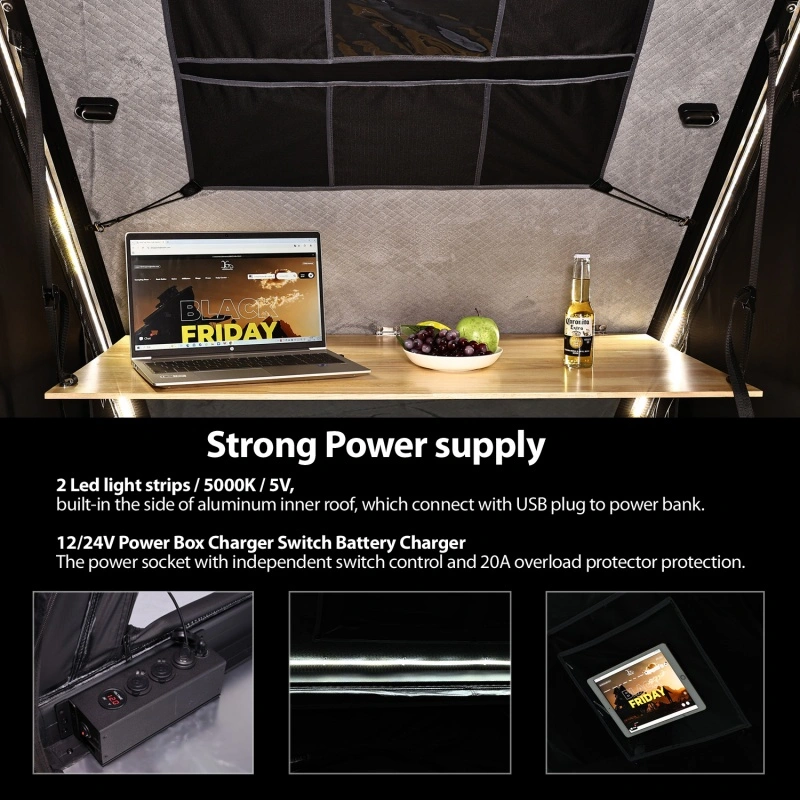 Camping SUV Triangle Aluminum Hard Shell Roof Top Tent with Rainfly