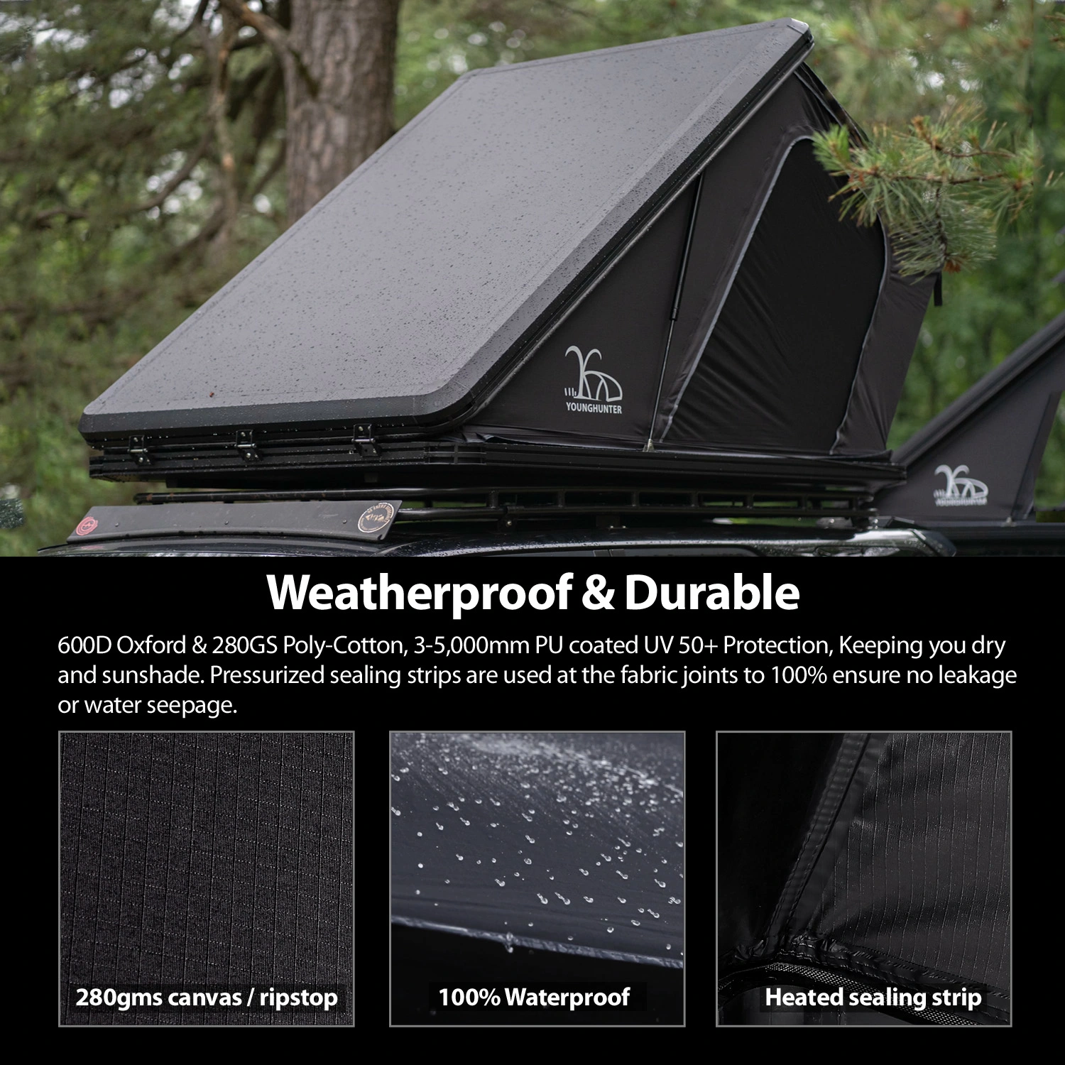 SUV Camping Rooftop Tent Aluminum Hard Shell Extendable Car Roof Tent