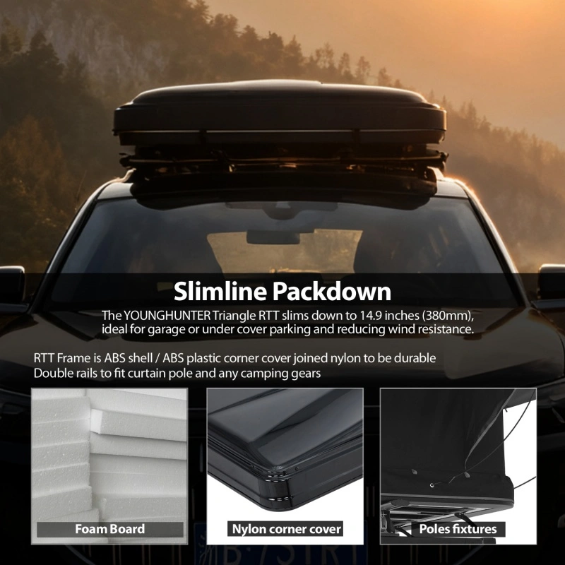 Straight Hard Cover Pop-up Camping SUV Truck ABS Rooftop Tents