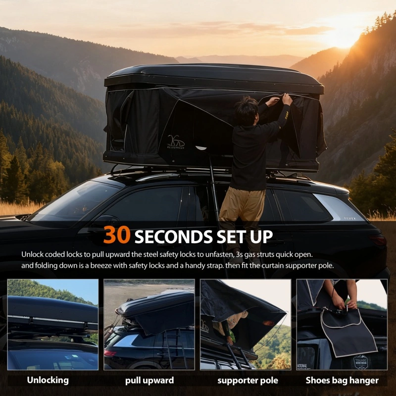 Truck Top Sleeping Box Pop-Up Hard Shell Dual Expandable Car Rooftop Tent