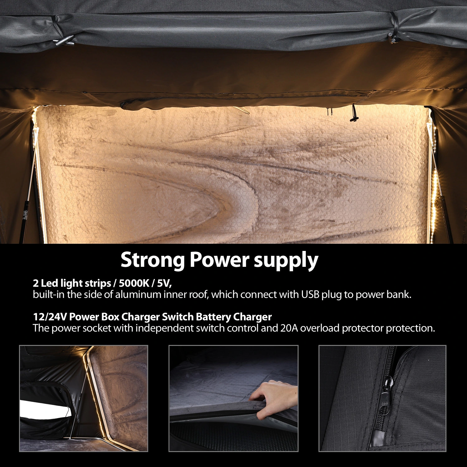 2-4 persons camping 4x4 overland SUV truck vehicle rollover ABS hard shell rooftop tent