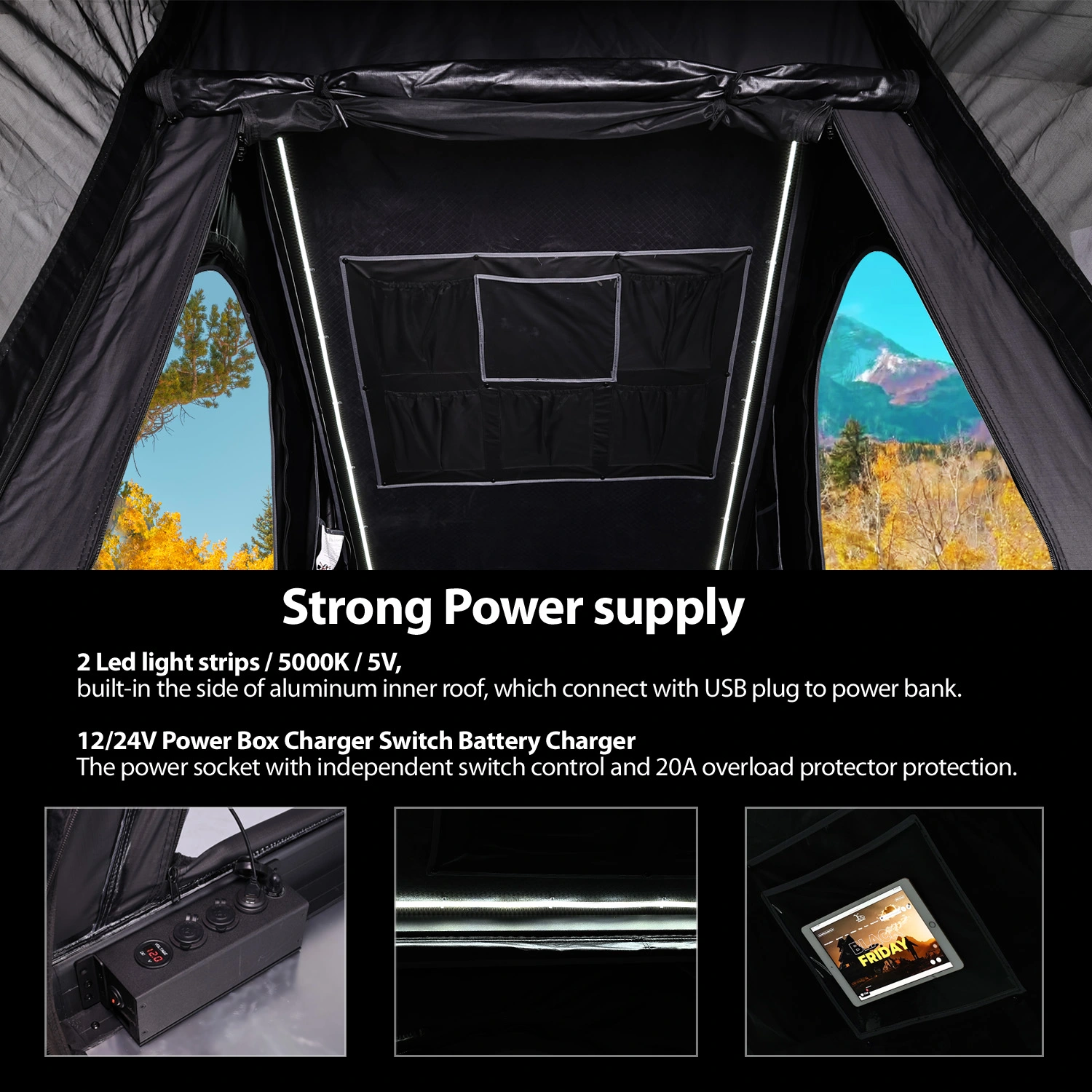SUV Camping Rooftop Tent Aluminum Hard Shell Extendable Car Roof Tent