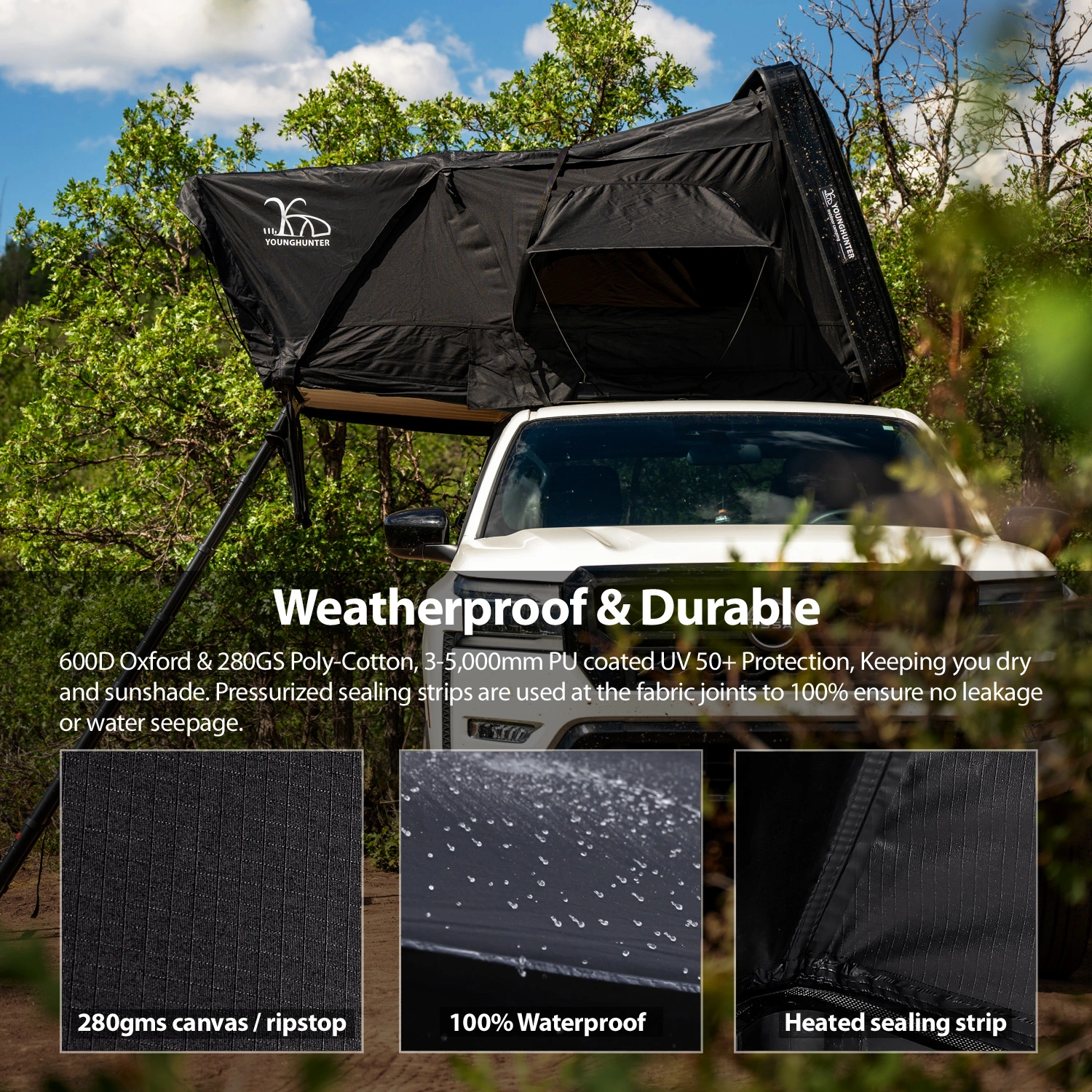 2-4 persons camping 4x4 overland SUV truck vehicle rollover ABS hard shell rooftop tent