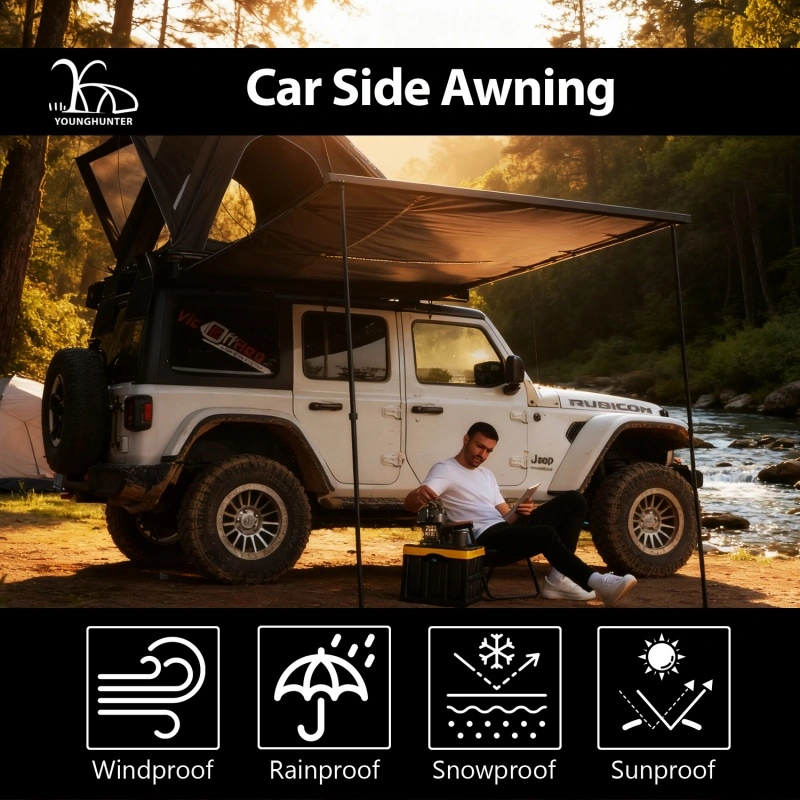 2m 4WD Overland Aluminum Case Car Side Retractable Awning