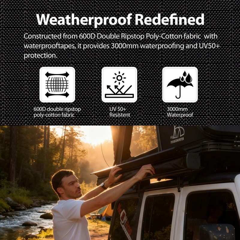 2m 4WD Overland Aluminum Case Car Side Retractable Awning