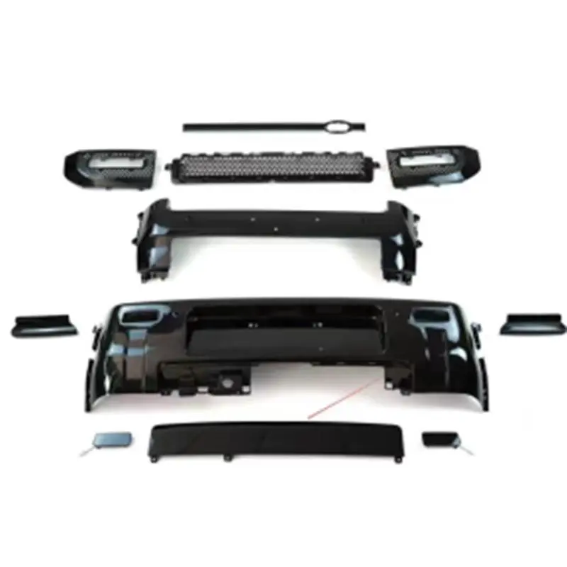 Kit de para-choques dianteiro e traseiro, preto brilhante