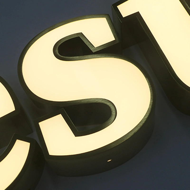 Premium Brushed Gold Stainless Steel Channel Letters | Front-Lit Custom Signage