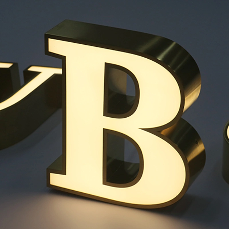 Premium Brushed Gold Stainless Steel Channel Letters | Front-Lit Custom Signage
