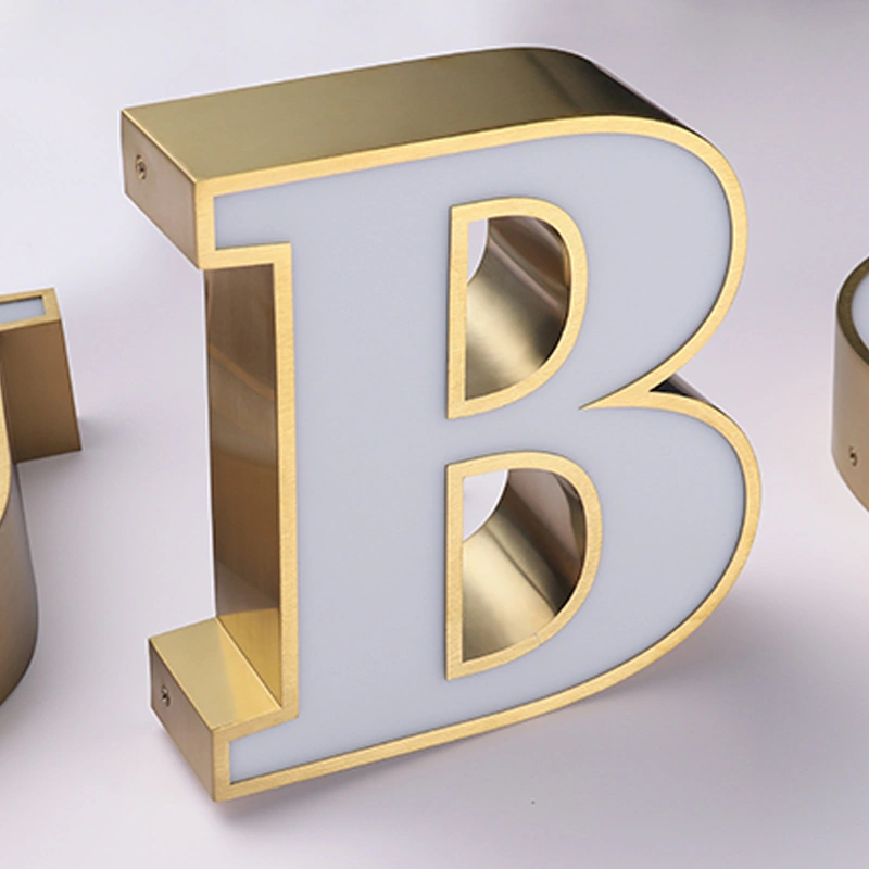Premium Brushed Gold Stainless Steel Channel Letters | Front-Lit Custom Signage