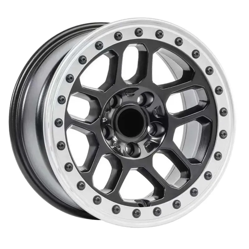 17-inch 4x4 Cast Aluminum Alloy Sports Car Off-road Wheels in Brand-new Condition, 114.3mm PCD, Functional Locking Bead Ring, Black Surface, Concave Face