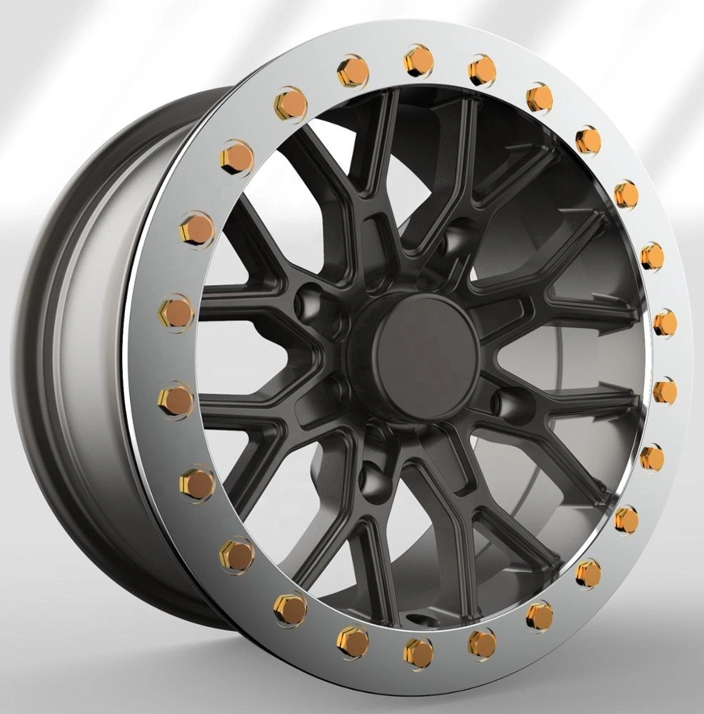 All-terrain vehicle/UTV wheels with forged beadlock rings 12X7 14x7 cast alloy H/PCD 4/110 4/136 4/156