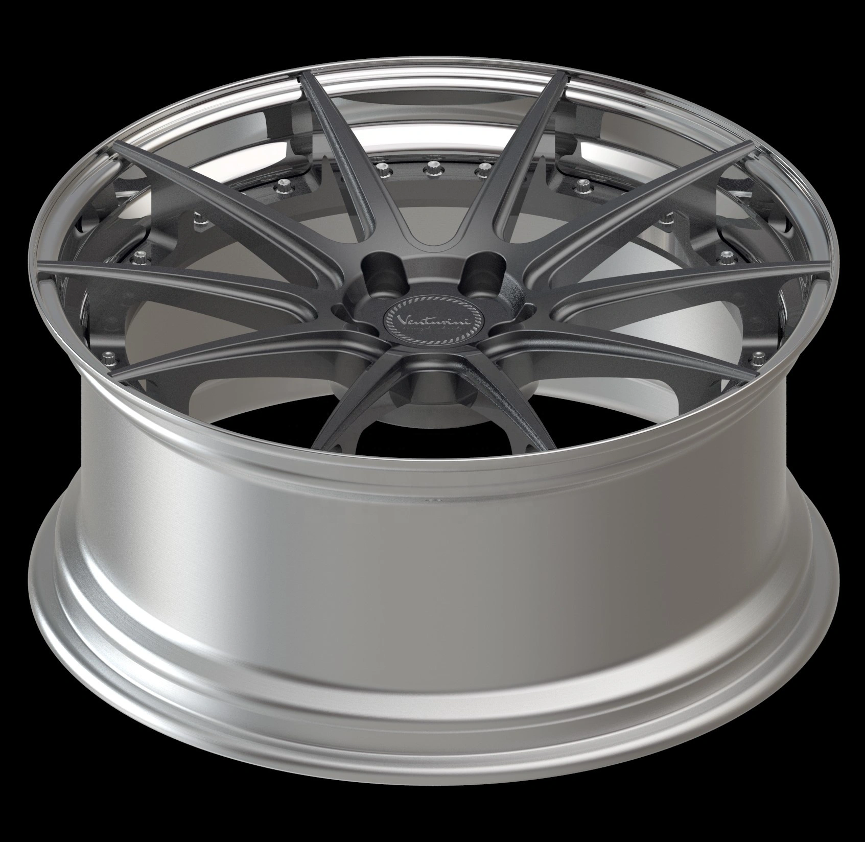 Custom two-piece forged wheels 18-22 inches, custom center cap logo, 3-year warranty, 8.5-13 inches width