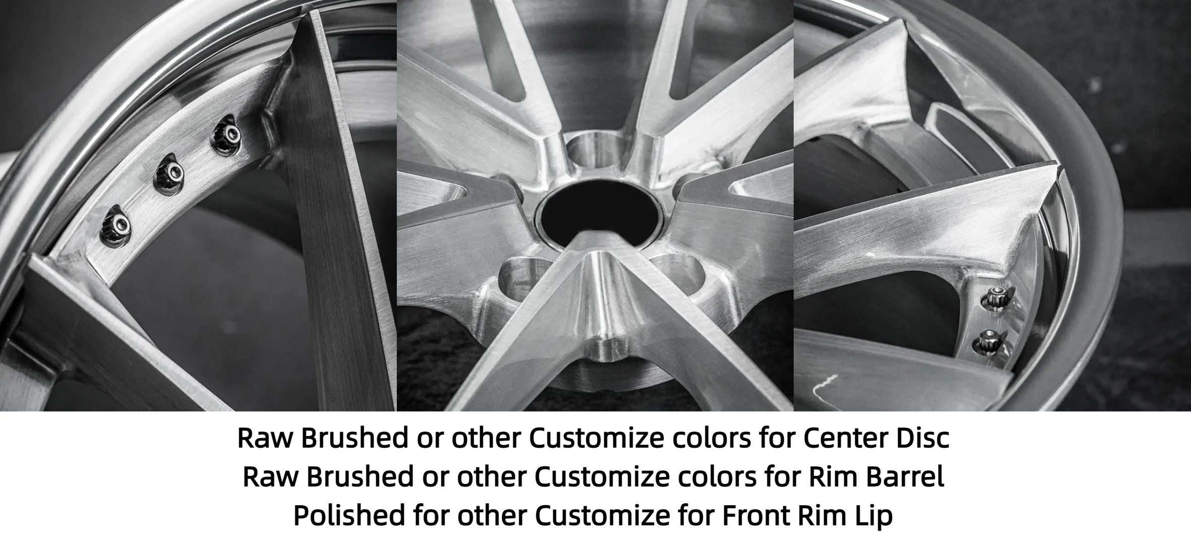 Forged wheel two-piece structure 18-inch, 19-inch, 20-inch, 21-inch, 22-inch, 23-inch, original brushed or other custom color center disc